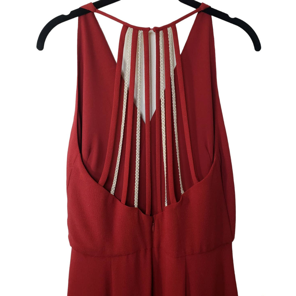Reiss Red Fiona Beaded Strappy Halter Midi Dress - Picture 6 of 12